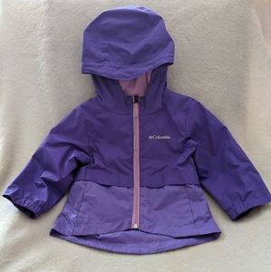 Columbia bi-color purple raincoat with hood